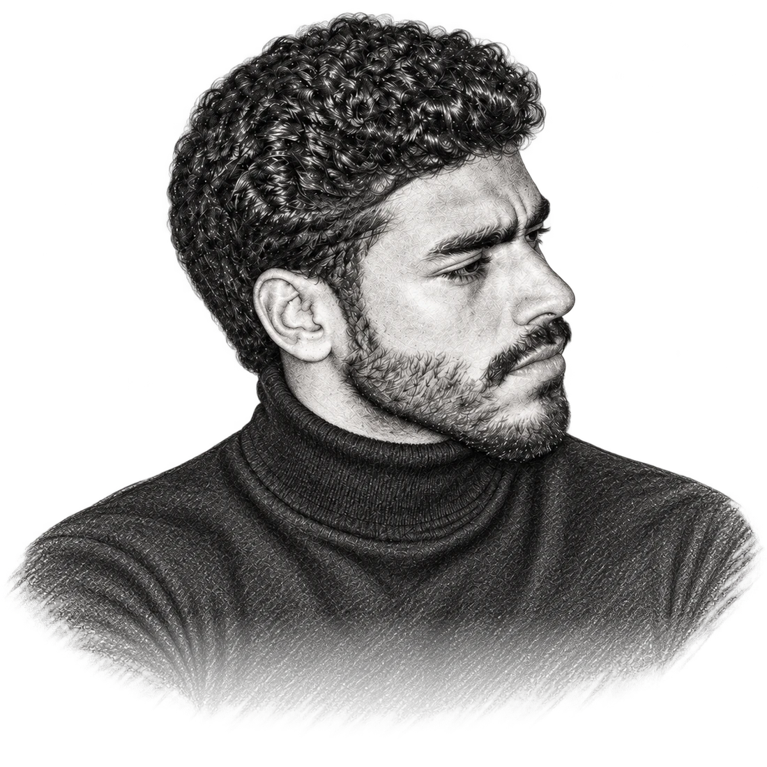 Pencil drawing of Saad Belcaid